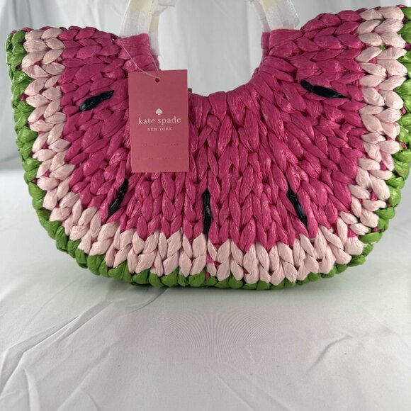 Rare Kate Spade New York Watermelon Picnic Perfect Woven Small Tote - Picture 3 of 3